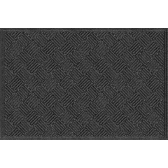 Mainstays Textures Crosshatch Polyester and Rubber Backed Doormat, 4' x 6', Onyx