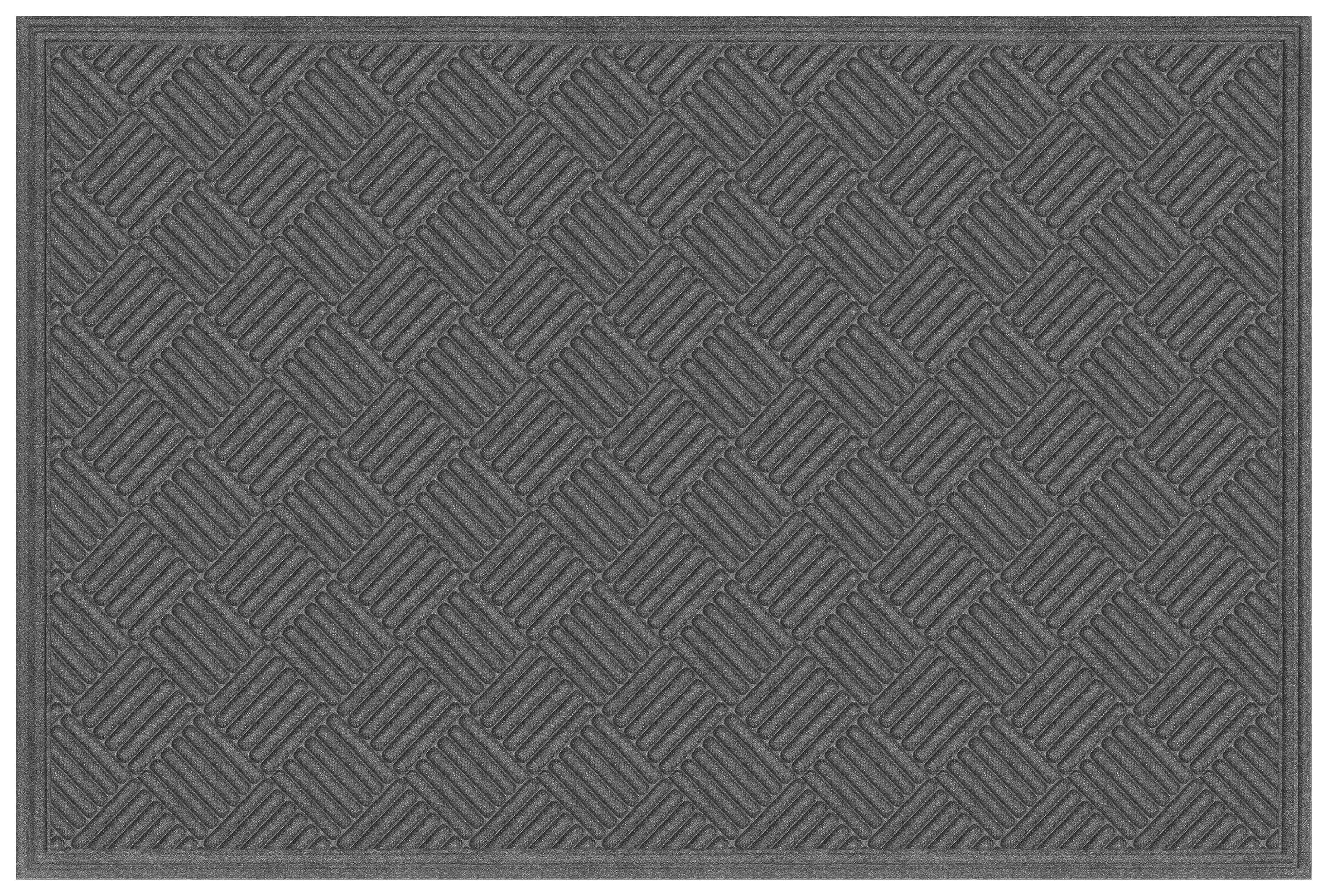 Mainstays Textures Crosshatch Polyester and Rubber Backed Doormat, 4' x 6', Smoke