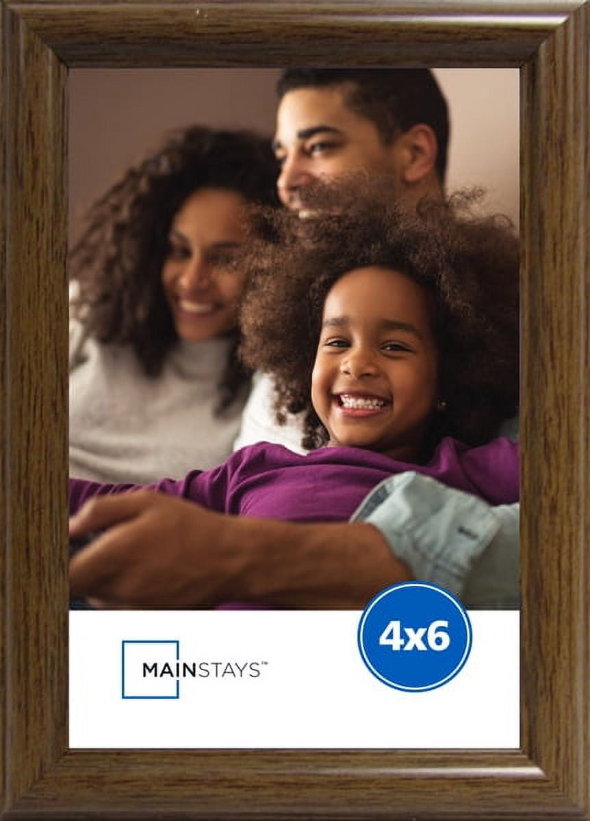 Mainstays Thin Rounded 4x6 inch Oak Lodge Tabletop Picture Frame