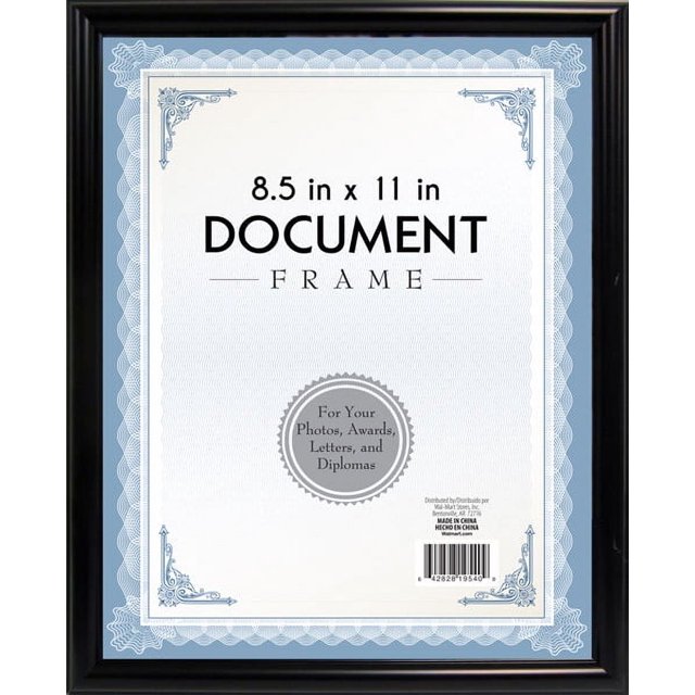 Mainstays Thin Rounded 8.5x11 Black Document Picture Frame