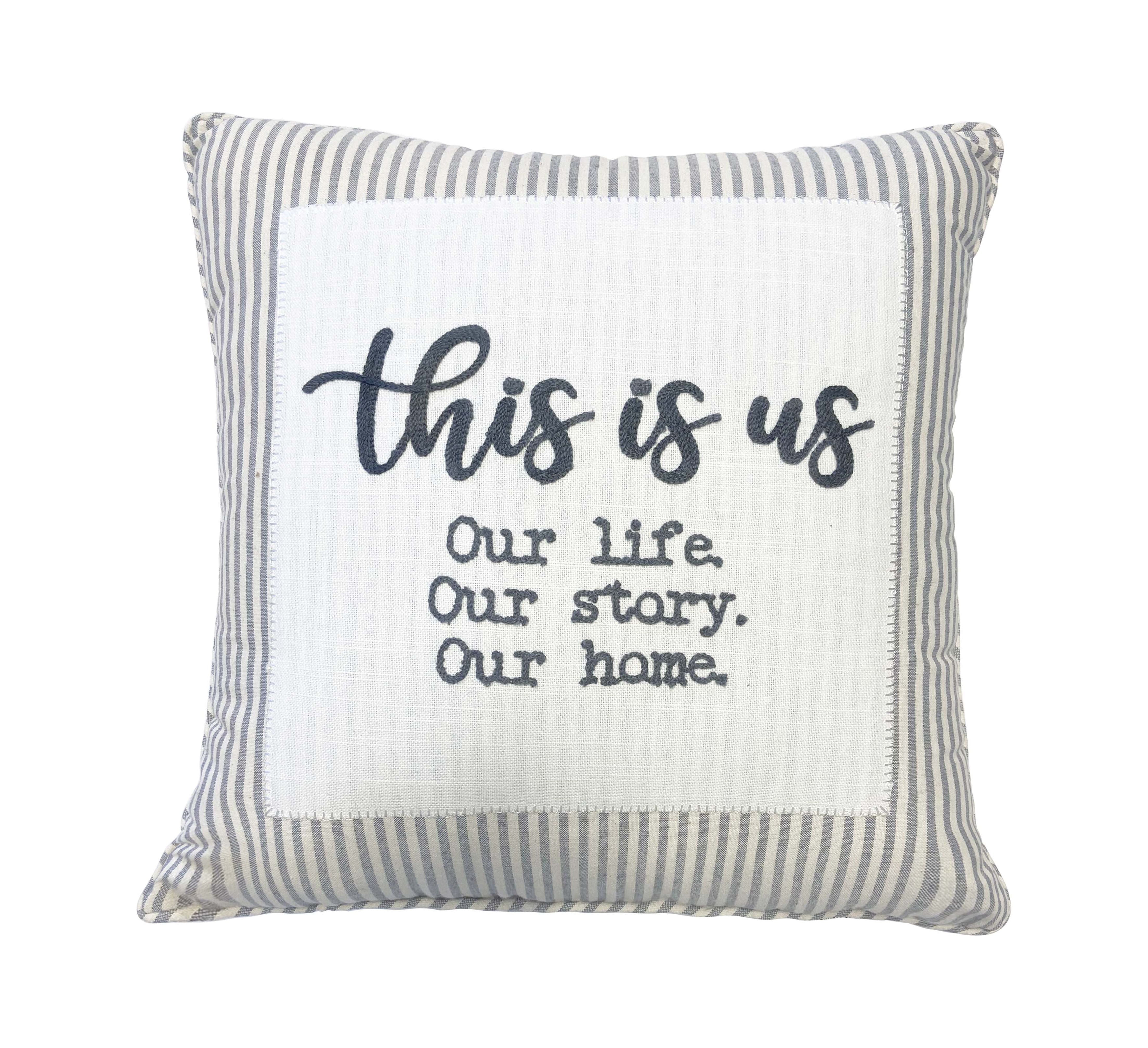 Mainstays, This is Us Decorative Pillow, Oblong, Grey, 18''x18'', 1 Pack