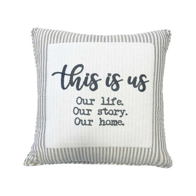 Mainstays, This Is Us Decorative Pillow, Oblong, Grey, 18''x18'', 1 