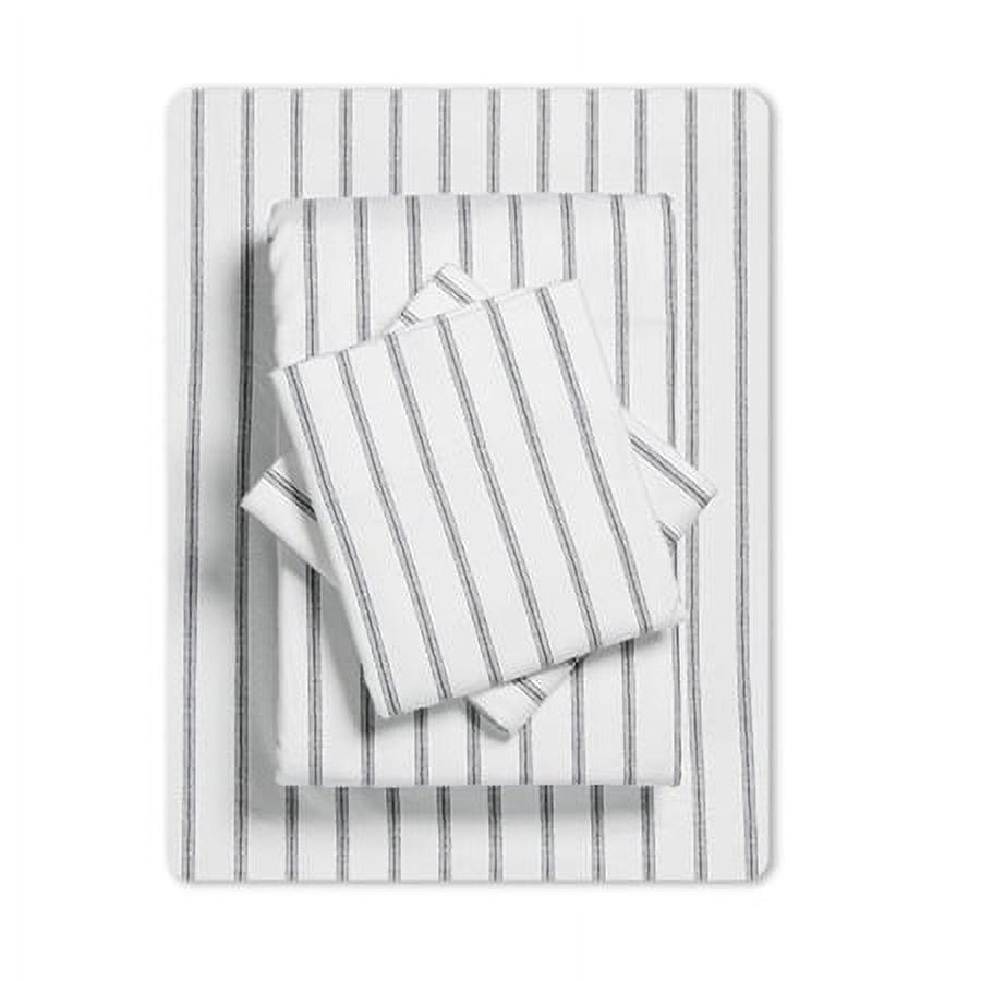 Mainstays Ticking Stripe 155 Gsm 100 Cotton Flannel Sheet Set Grey