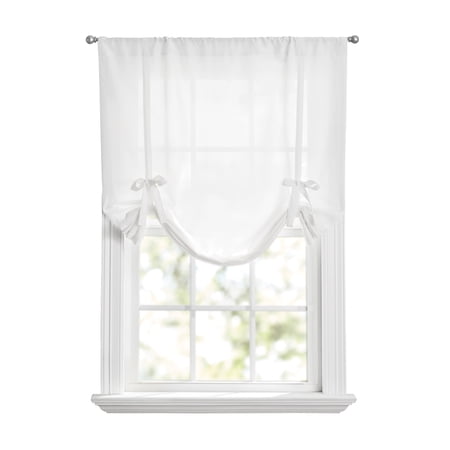 Mainstays Tie Up Balloon Shade Arctic White Light Filtering Pole Top 1 Piece, 42" W x 63" L