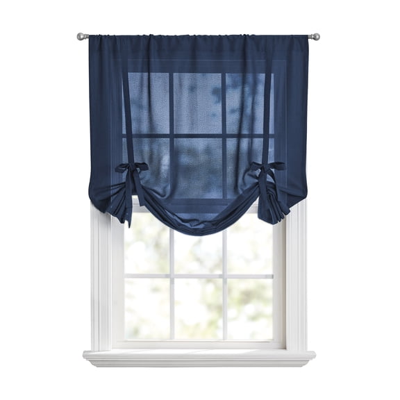 Mainstays Tie Up Balloon Shade Blue Cove Light Filtering Pole Top 1 Piece, 42" W x 63" L