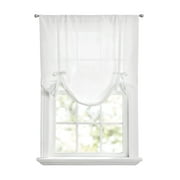Mainstays Tie up Balloon Shade 63" Valance, Poletop Arctic White, Polyester, Indoor Arch Window Shades, Sheer
