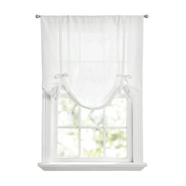 Mainstays Tie up Balloon Shade Valance, Rod Pocket, Arctic White, 42" W x 63" L