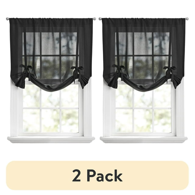 2 pack) Mainstays Tie up Shade, Rich Black 42 in x 63 in