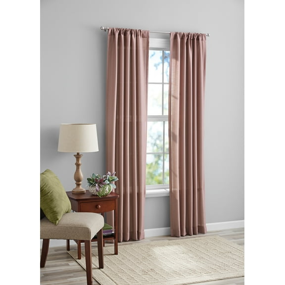 Mainstays Tille Light Filtering Curtain Panel Pair, Set of 2, Rose, 37"W x 84"L