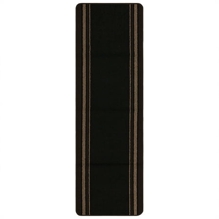 Mainstays Titan Multiuse Striped Indoor Runner Rug, Black/Chocolate, 1'7"x6'