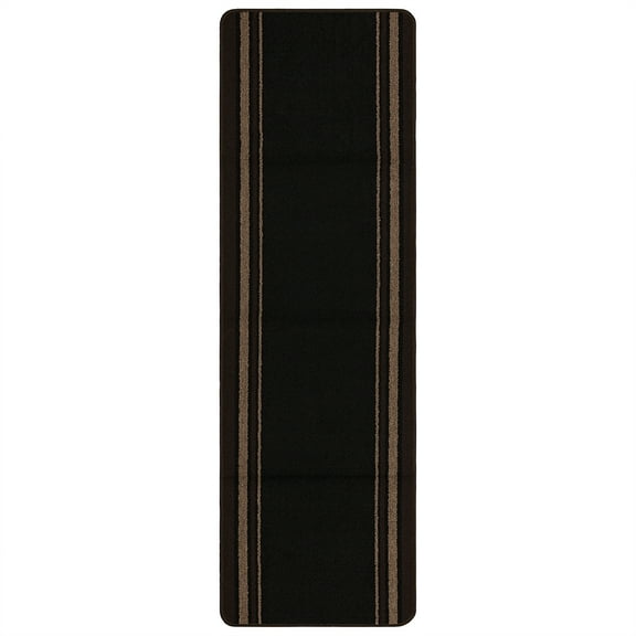 Mainstays Titan Multiuse Striped Indoor Runner Rug, Black/Chocolate, 1'7"x6'