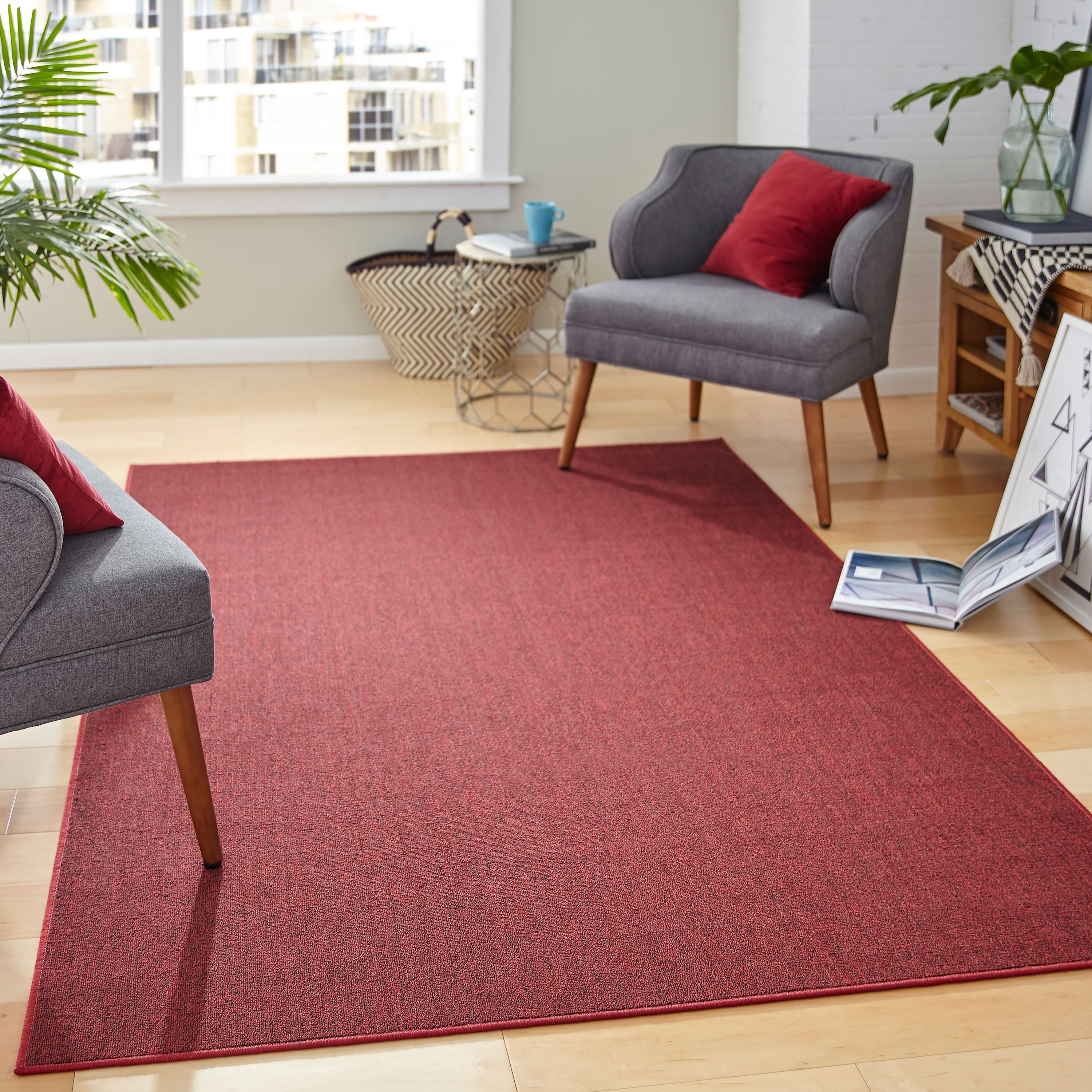 Mainstays Titan Solid Area Rug, Cardinal Red, 3' x 5'