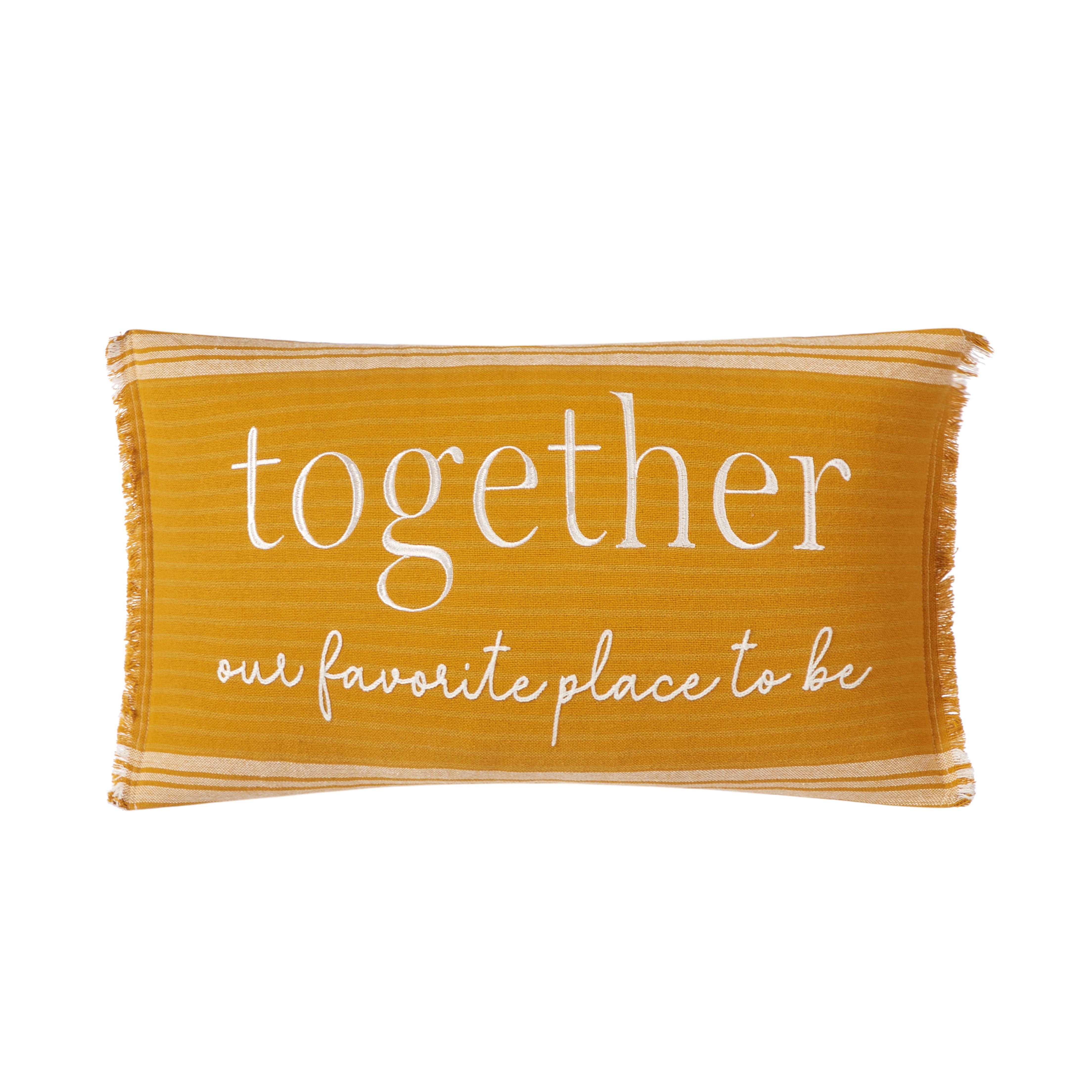 Mainstays Together Cotton Embroidered Oblong Decorative Pillow For Adult, Yellow, 12 x 22 - Walmart.com