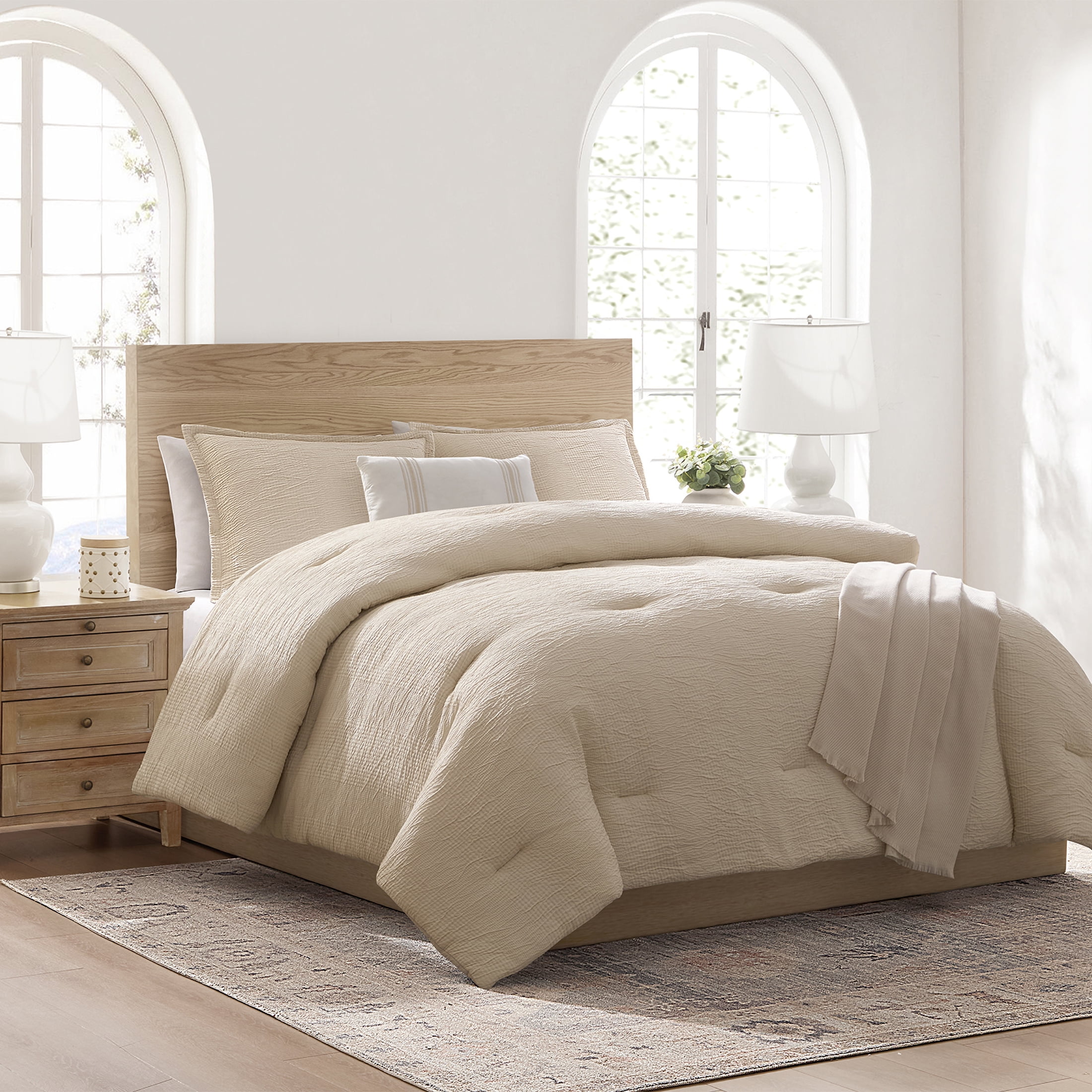 Mainstays Tonal 5-Piece Taupe Stripe Matelasse Comforter Set, King
