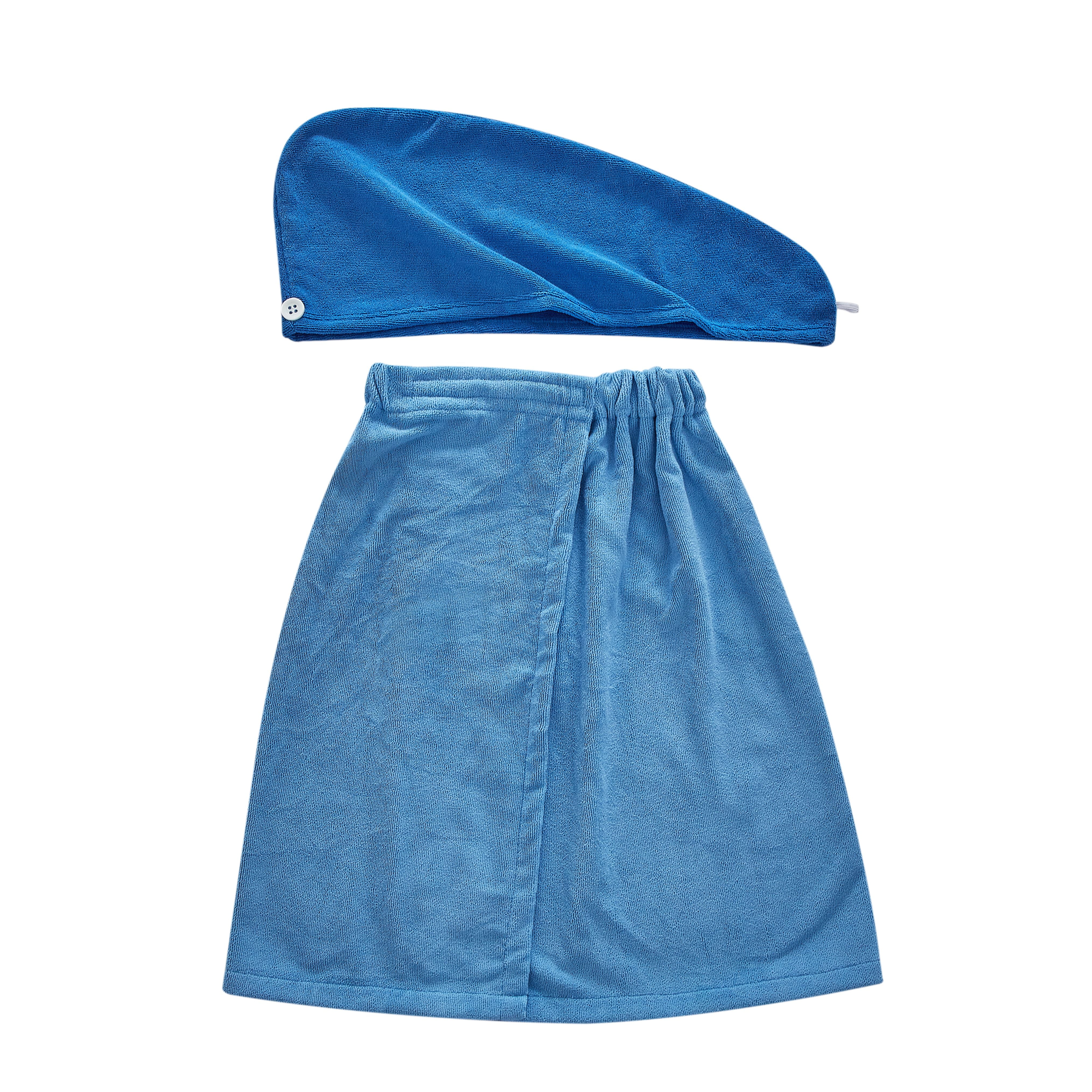 Mainstays By Becky G and Alejandra Blue Towel and Hairwrap Set