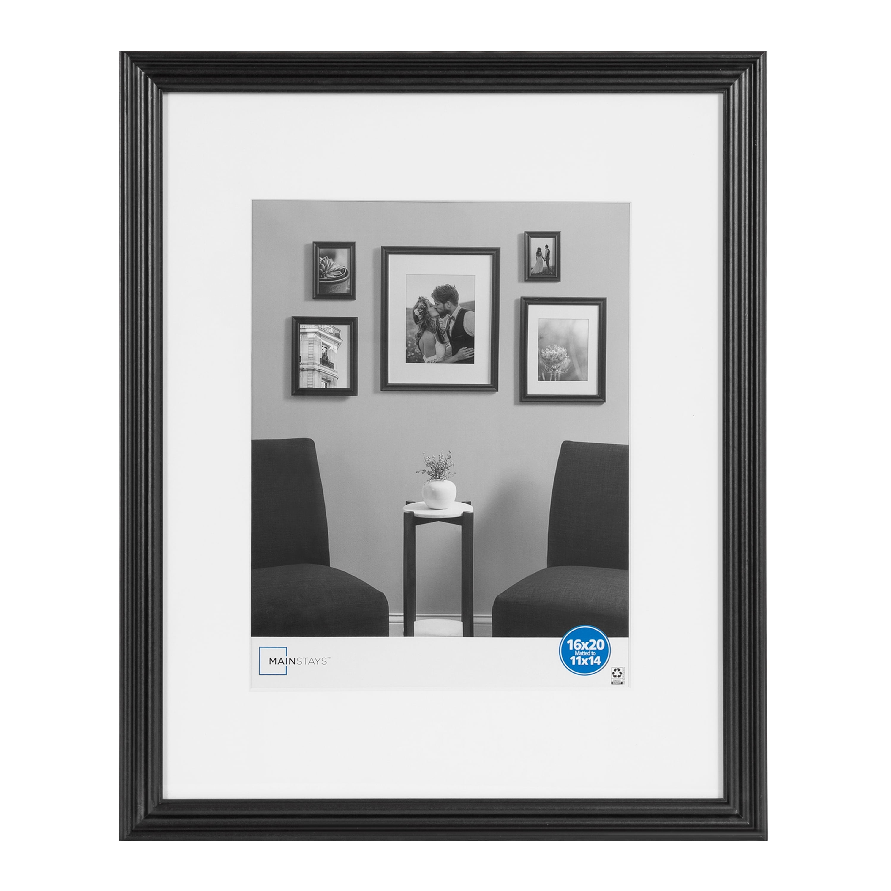 Mainstays Traditional 16x20 Matted to 11x14 Black Wall Picture Frame