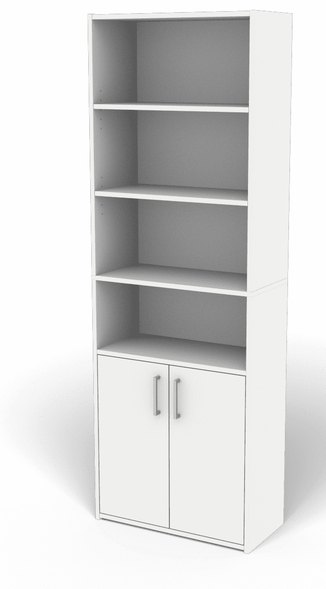 Mainstays Traditional 5 Shelf Bookcase with Doors, Soft White