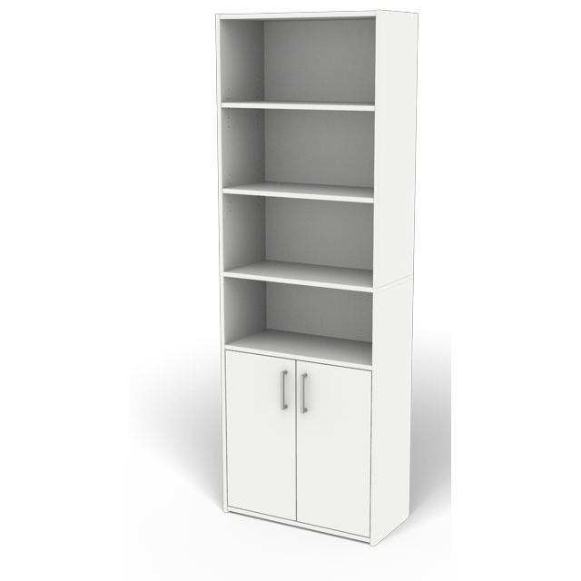 Mainstays Traditional 5 Shelf Bookcase with Doors, Soft White