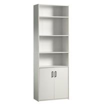 Mainstays Traditional 5 Shelf Bookcase with Doors, Soft White