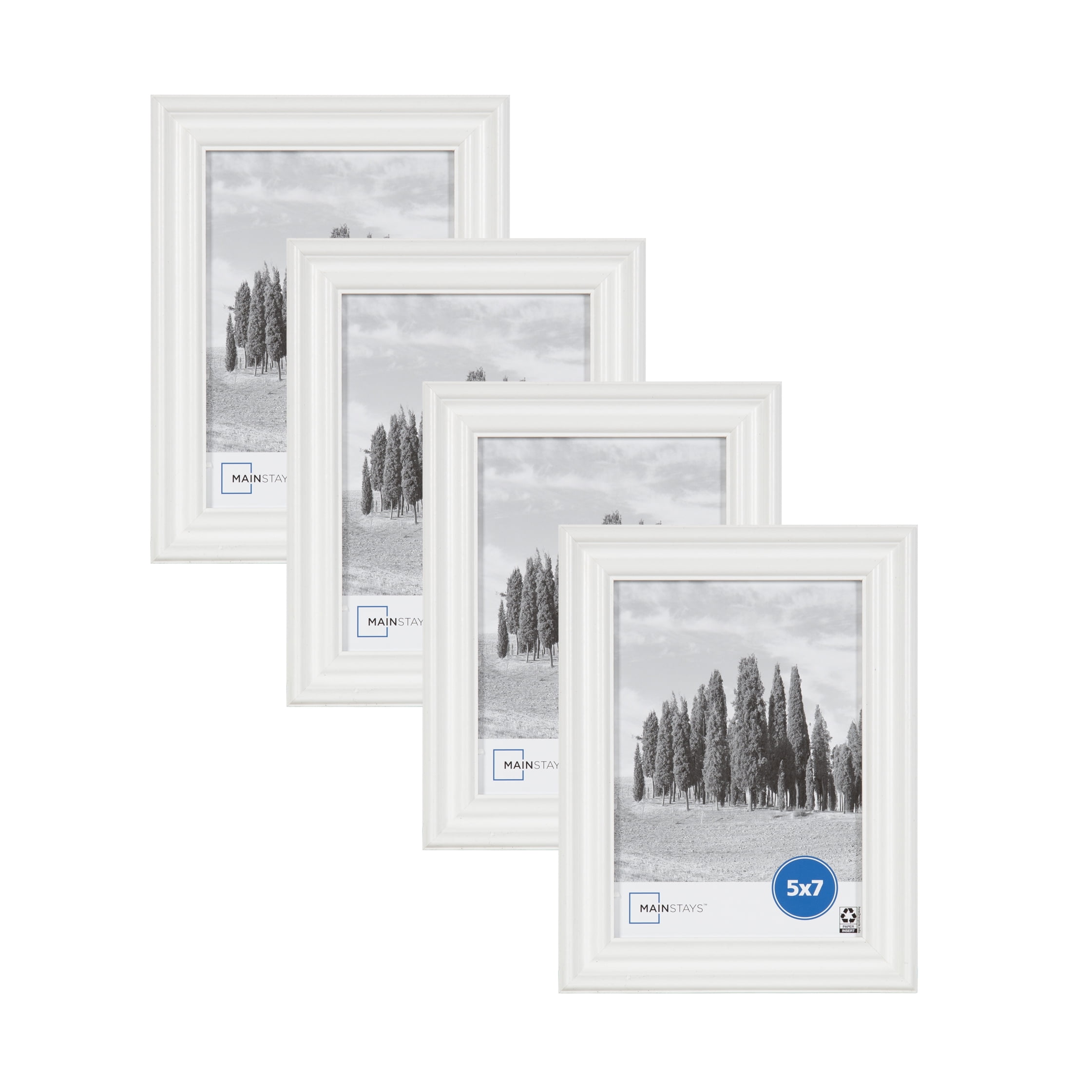Mainstays Traditional 5x7 White 1.0" Gallery Wall Frame, Set of 4