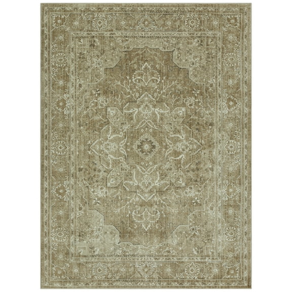Mainstays Traditional Beige Medallion Persian Indoor Area Rug, 5'3"x7'