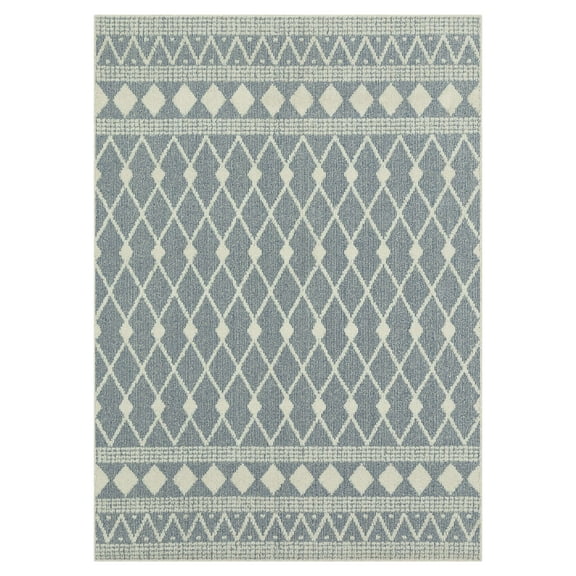 Mainstays Traditional Blue Diamond High Low Pile Indoor Area Rug, 5'x7'