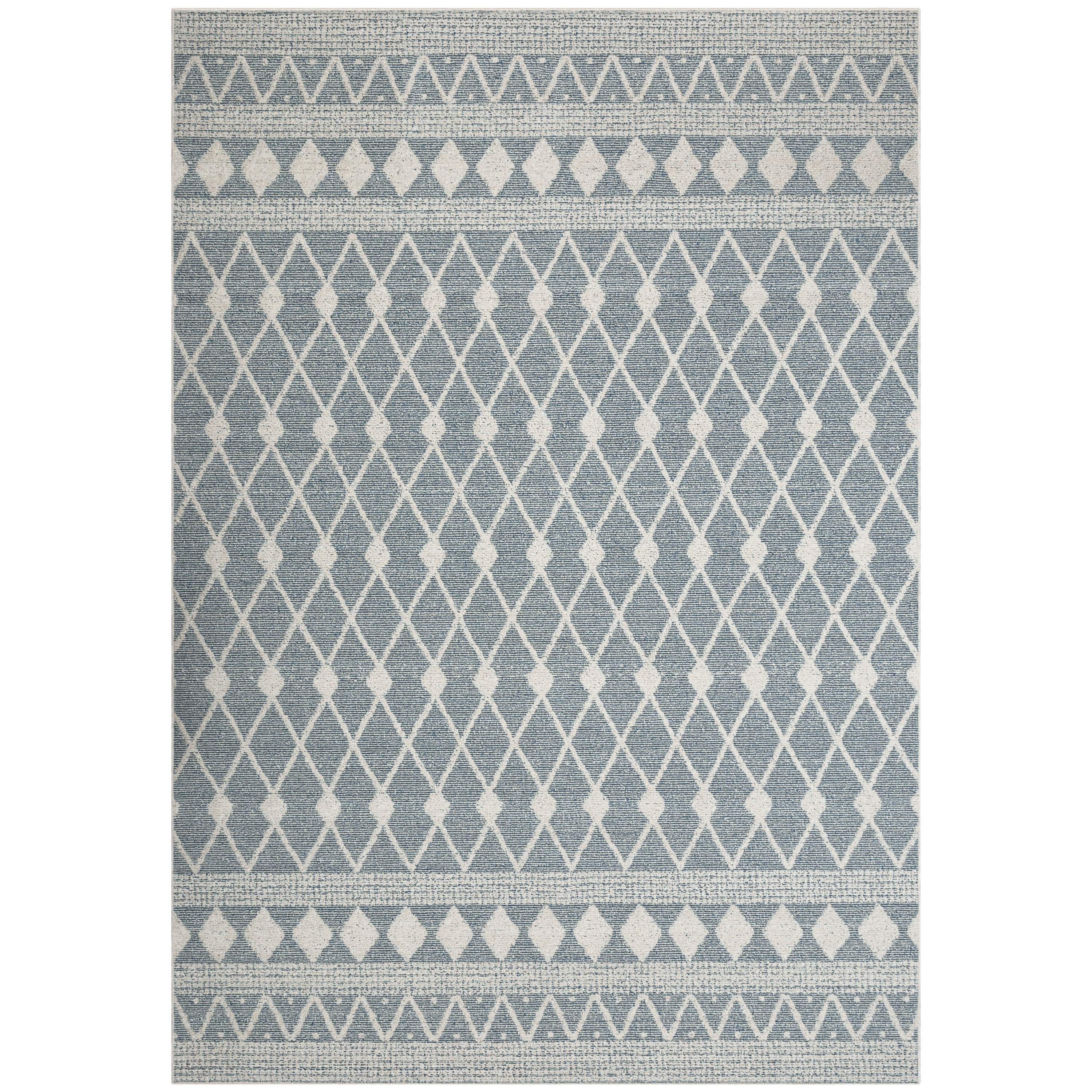 Mainstays Traditional Blue Diamond High-Low Pile Indoor Area Rug, 7'x10'