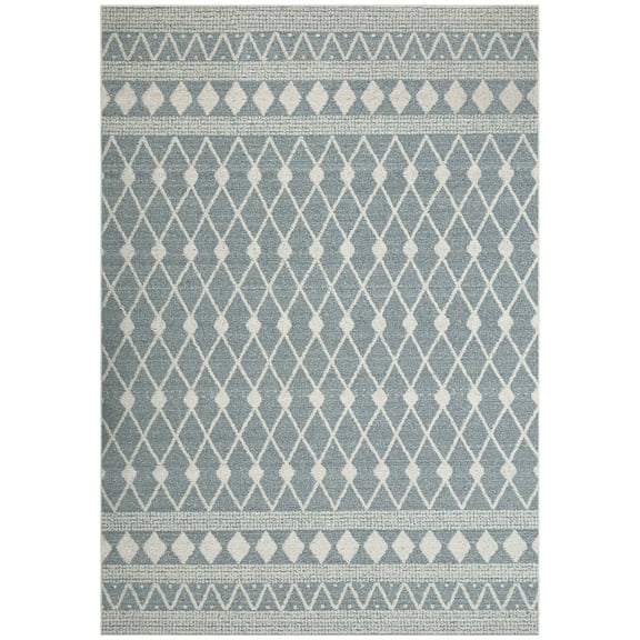 Mainstays Traditional Blue Diamond High-Low Pile Indoor Area Rug, 7'x10'