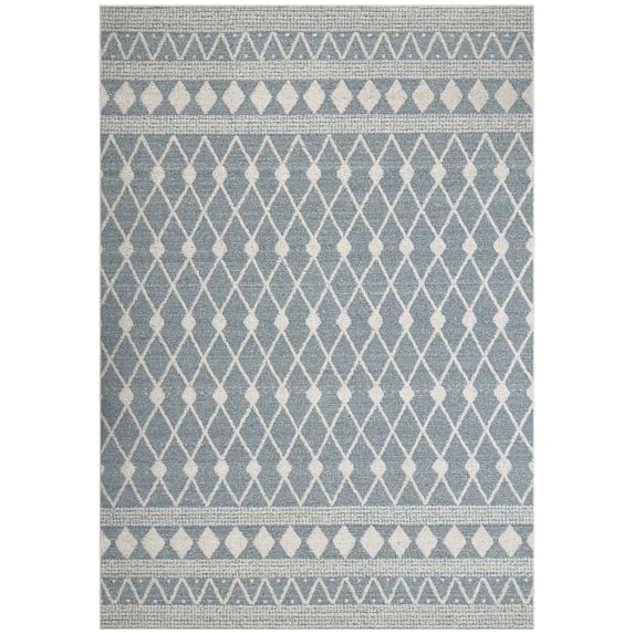 Mainstays Traditional Blue Diamond High-Low Pile Indoor Area Rug, 7'x10'