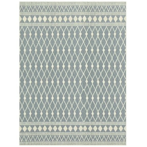 Mainstays Traditional Blue Diamond High Low Pile Indoor Large Area Rug, 9' x 12'