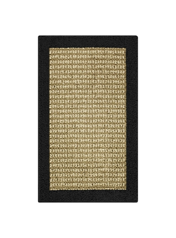 Mainstays Traditional Faux Sisal Border Black Indoor Entryway Accent Rug, 1'8" x 2'6"