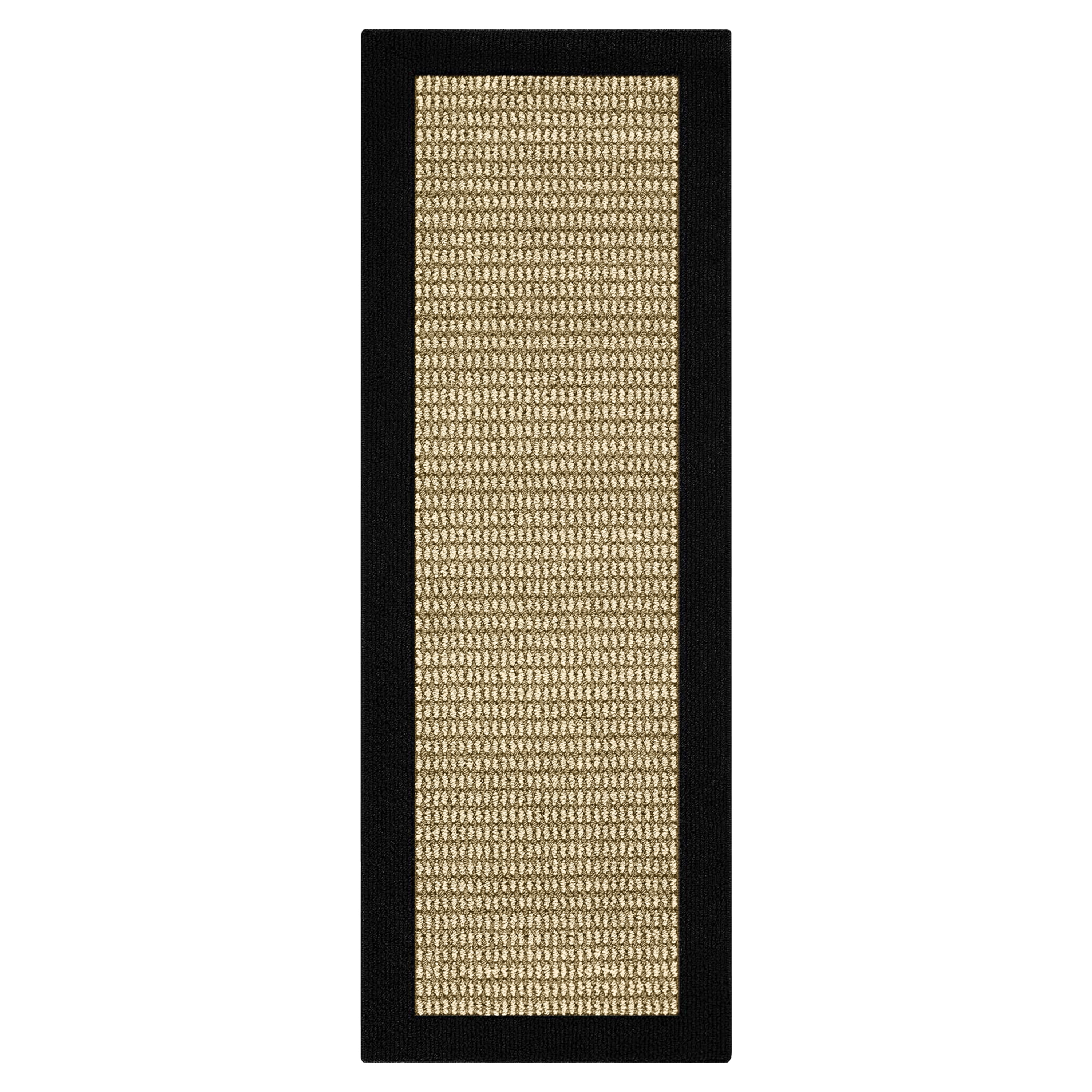 Mainstays Traditional Faux Sisal Border Black Indoor Hallway Runner Rug