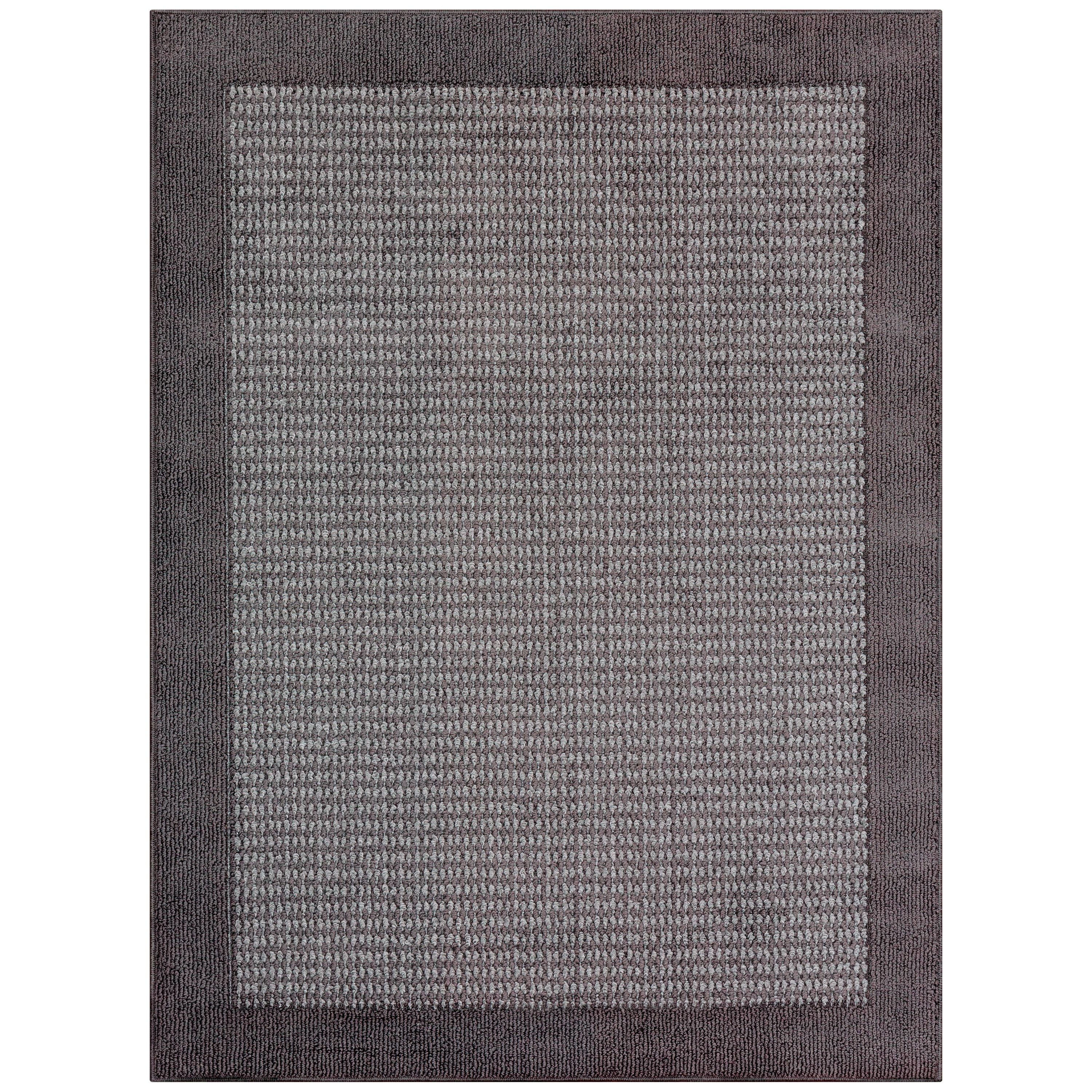 Mainstays Traditional Faux Sisal Border Gray Indoor Area Rug, 4'x5'4"