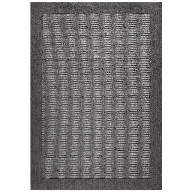Mainstays Traditional Faux Sisal Border Gray Indoor Living Room Area Rug, 5' x 7'