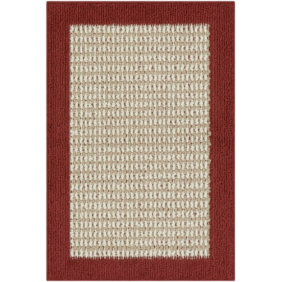 Mainstays Traditional Faux Sisal Border Red Indoor Accent Rug, 1'8"x2'6"