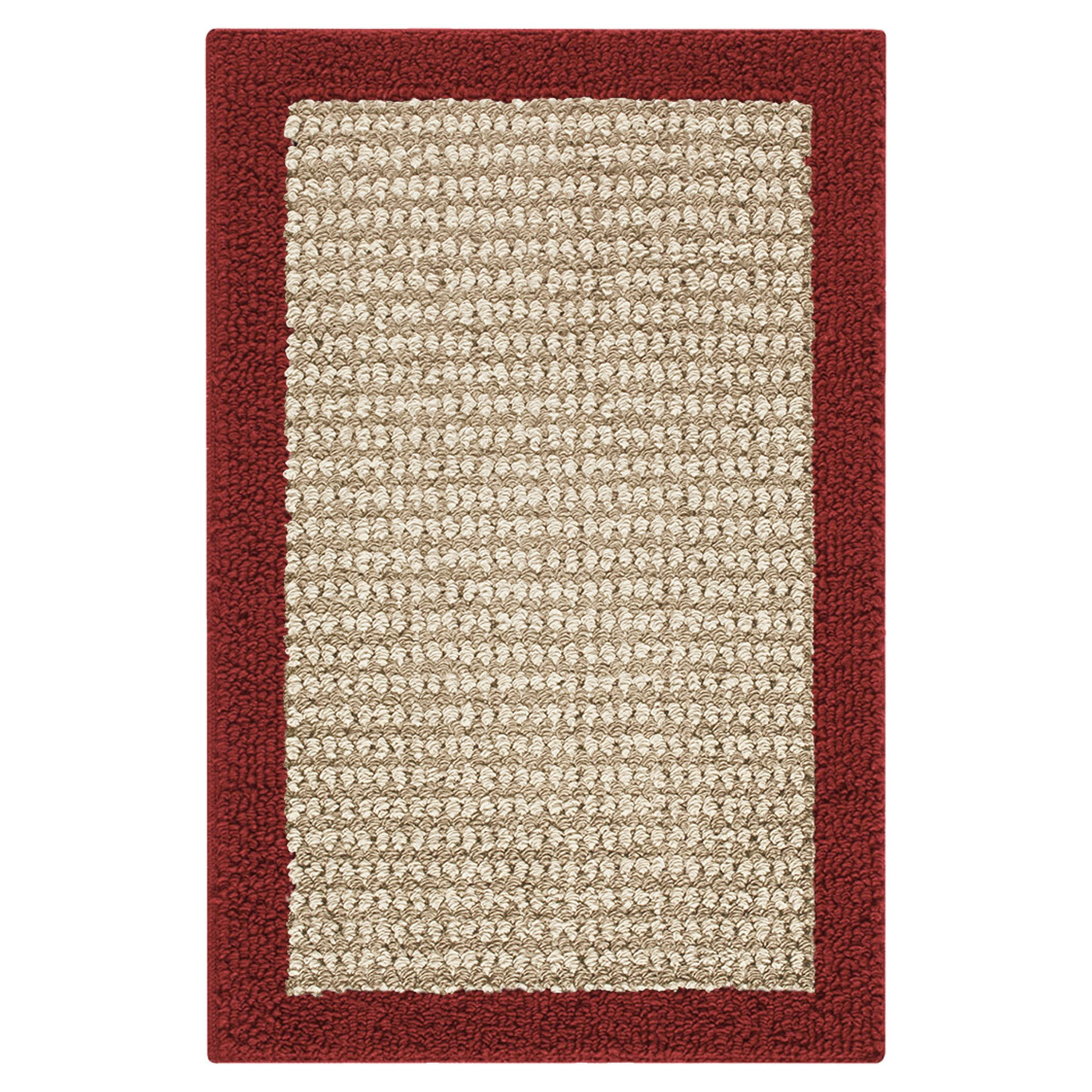 Mainstays Traditional Faux Sisal Border Red Indoor Accent Rug, 2'6"x3'10"