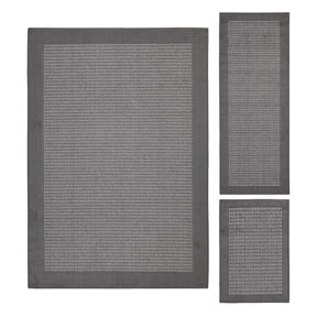 Mainstays Faux Sisal Gray Border Indoor Area Rug Set, 3 Piece