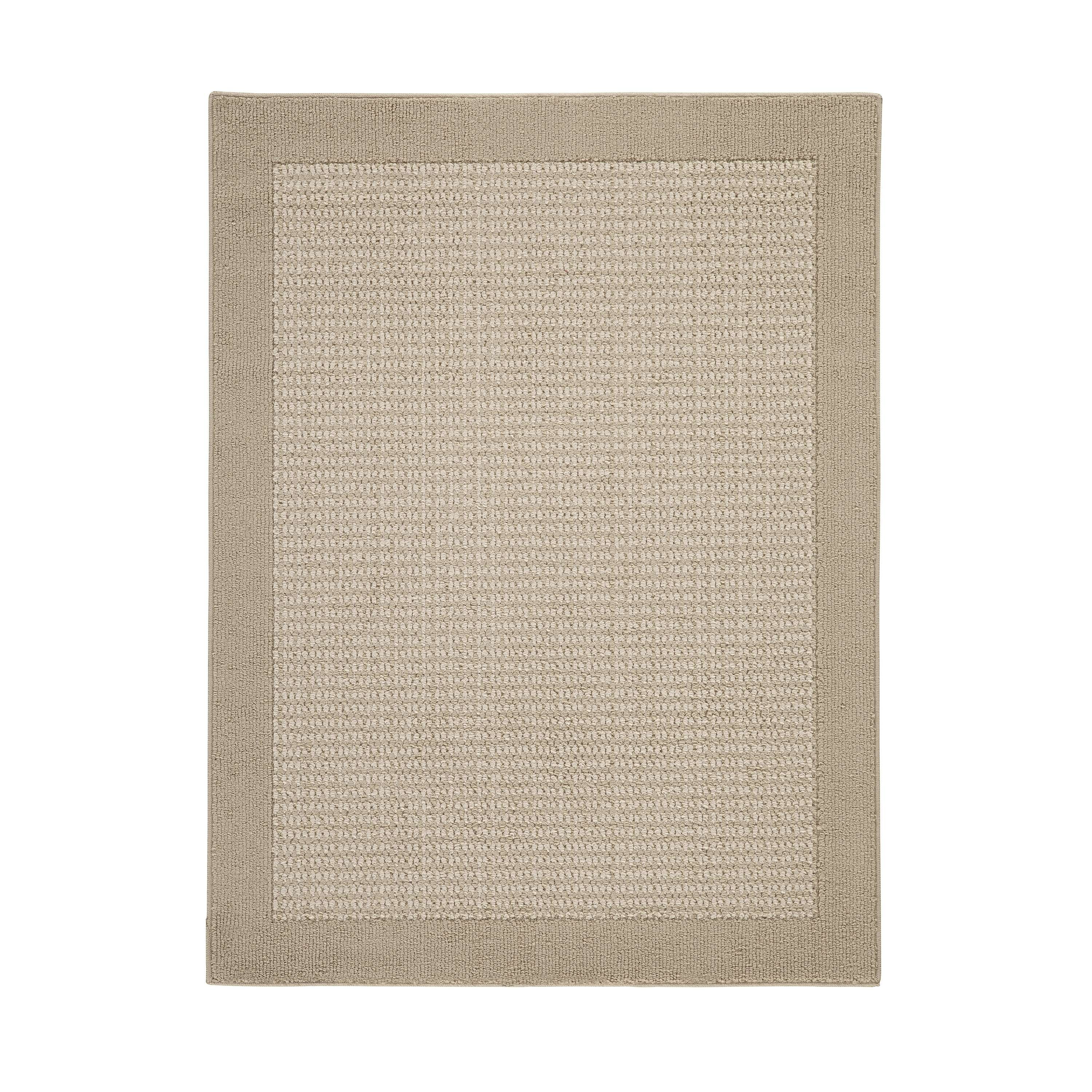 Mainstays Farmhouse Faux Sisal Olefin Beige Border Indoor Area Rug, 4'x5'4"