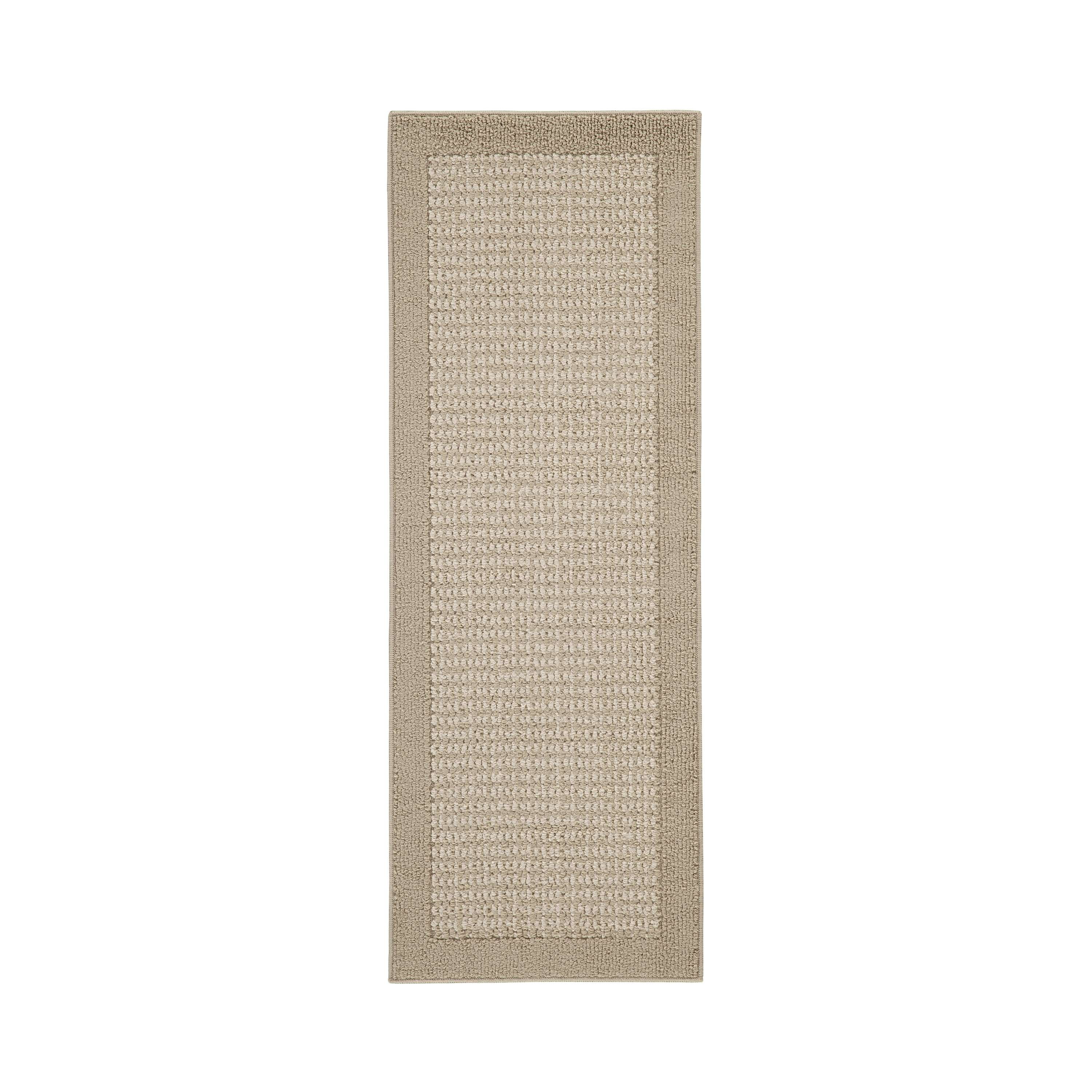 Mainstays Farmhouse Faux Sisal Beige Border Indoor Hallway Runner Rug, 1'9"x5'