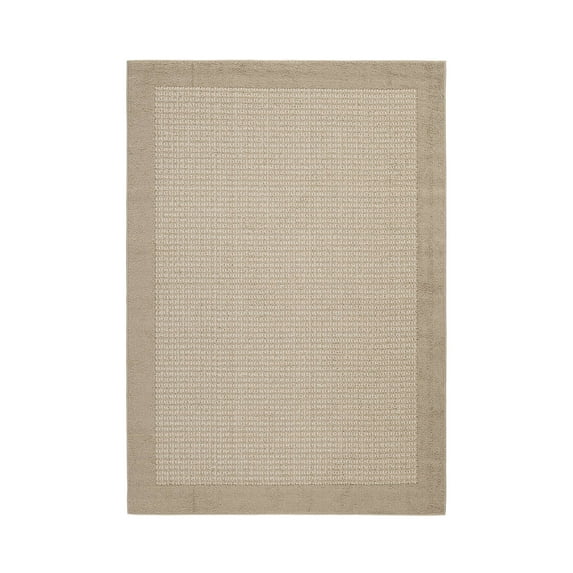 Mainstays Farmhouse Faux Sisal Olefin Beige Border Indoor Living Room Area Rug, 5' x 7'