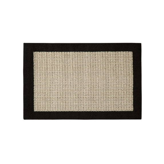 Mainstays Farmhouse Faux Sisal Olefin Black Border Indoor Entryway Accent Rug, 2'6" x 3'10"