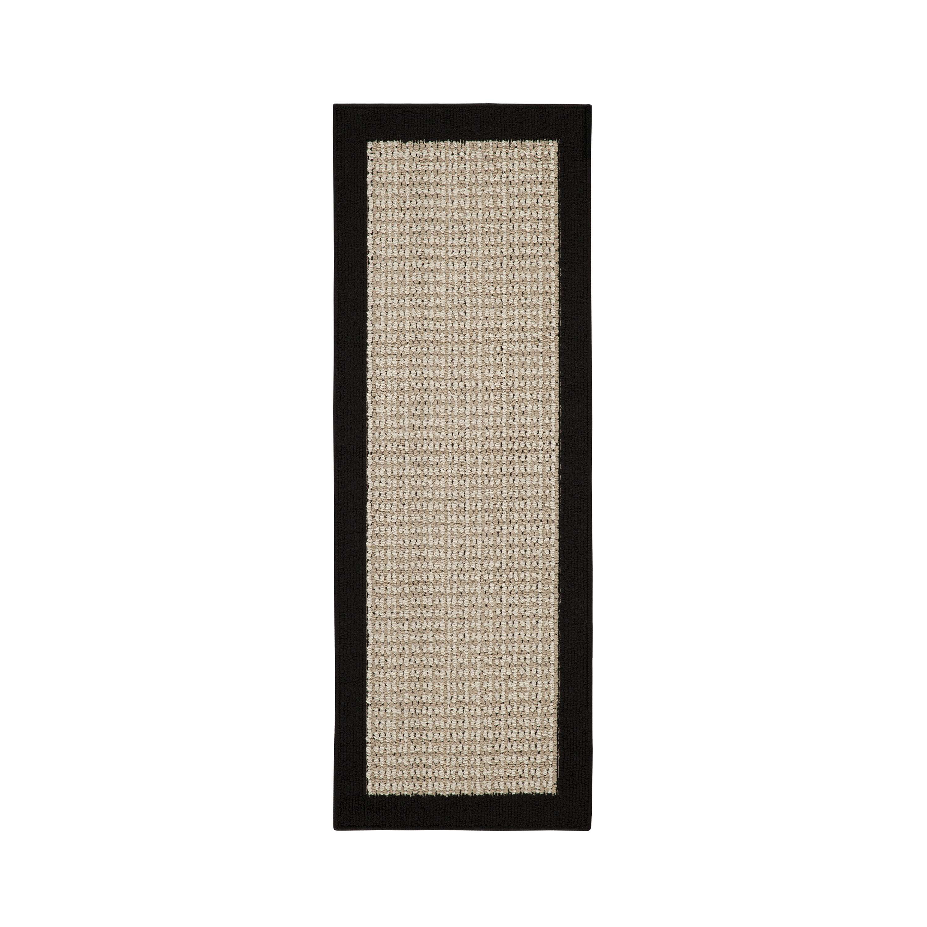 Mainstays Farmhouse Faux Sisal Olefin Black Border Indoor Hallway Runner Rug, 1'9"x5'