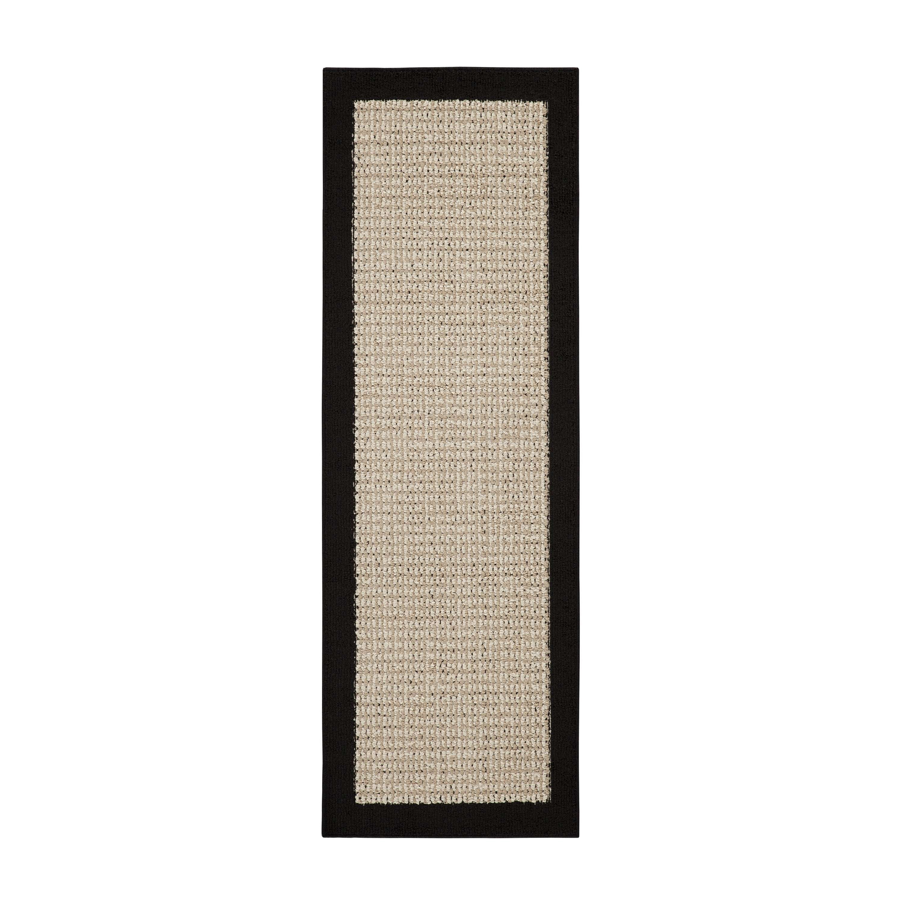 Mainstays Faux Sisal Olefin Black Border Indoor Hallway Runner Rug, 2 ft x 6 ft
