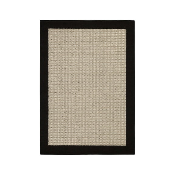 Mainstays Traditional Faux Sisal Olefin Black Border Indoor Living Room Area Rug, 5' x 7'