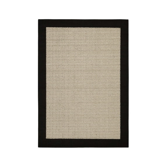 Mainstays Traditional Faux Sisal Olefin Black Border Indoor Living Room Area Rug, 5' x 7'