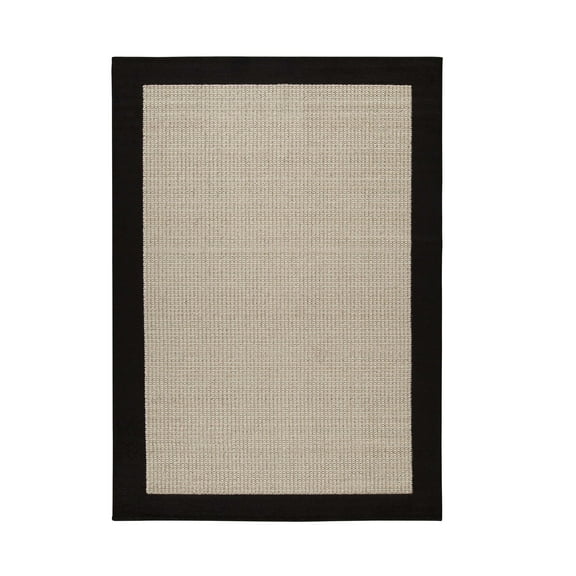 Mainstays Farmhouse Faux Sisal Olefin Black Border Indoor Living Room Area Rug, 7'x10'