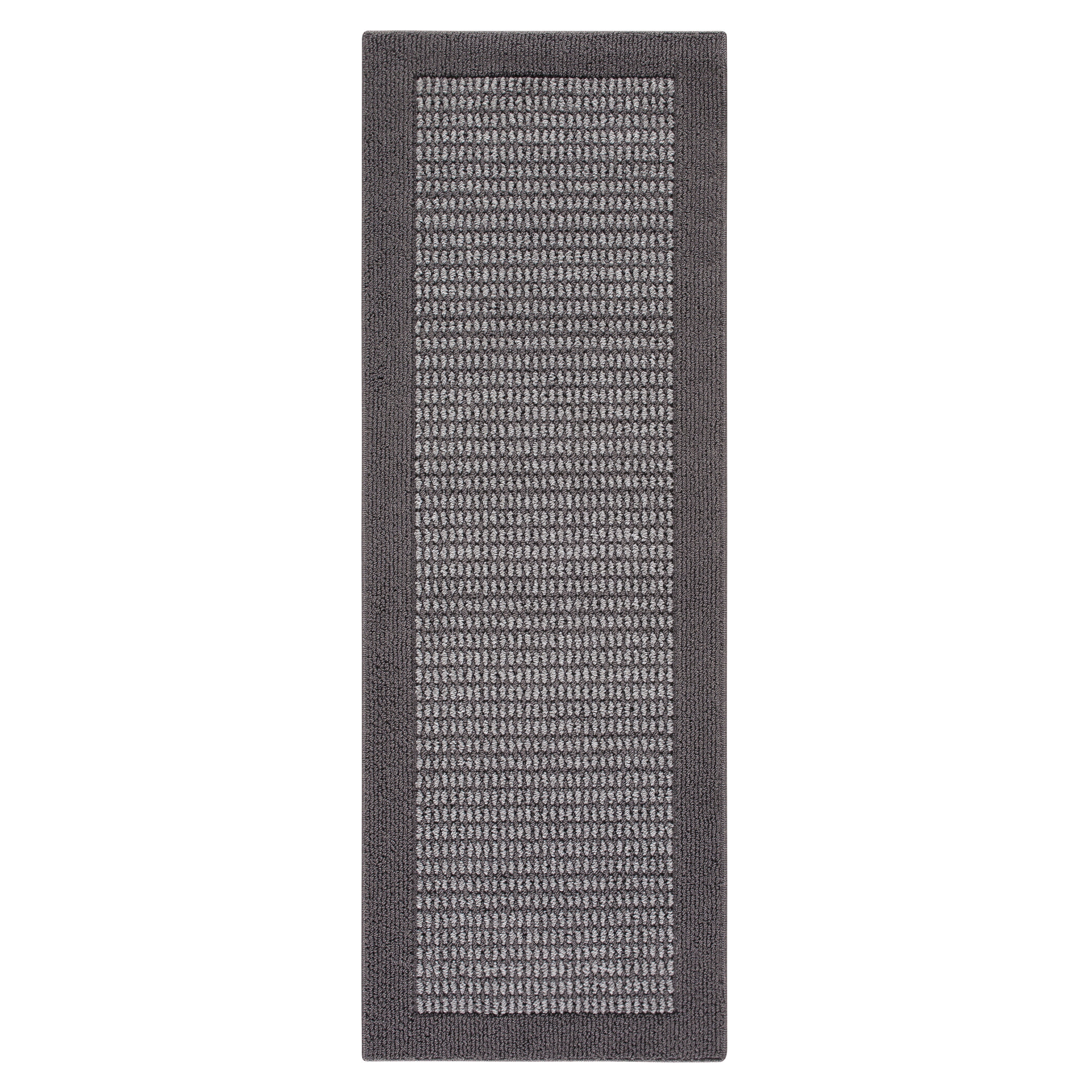 Mainstays Farmhouse Faux Sisal Olefin Gray Border Indoor Hallway Runner Rug, 2'x6'