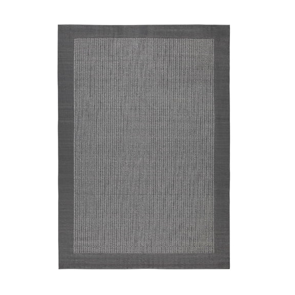 Mainstays Farmhouse Faux Sisal Olefin Gray Border Indoor Living Room Area Rug, 7' x 10'