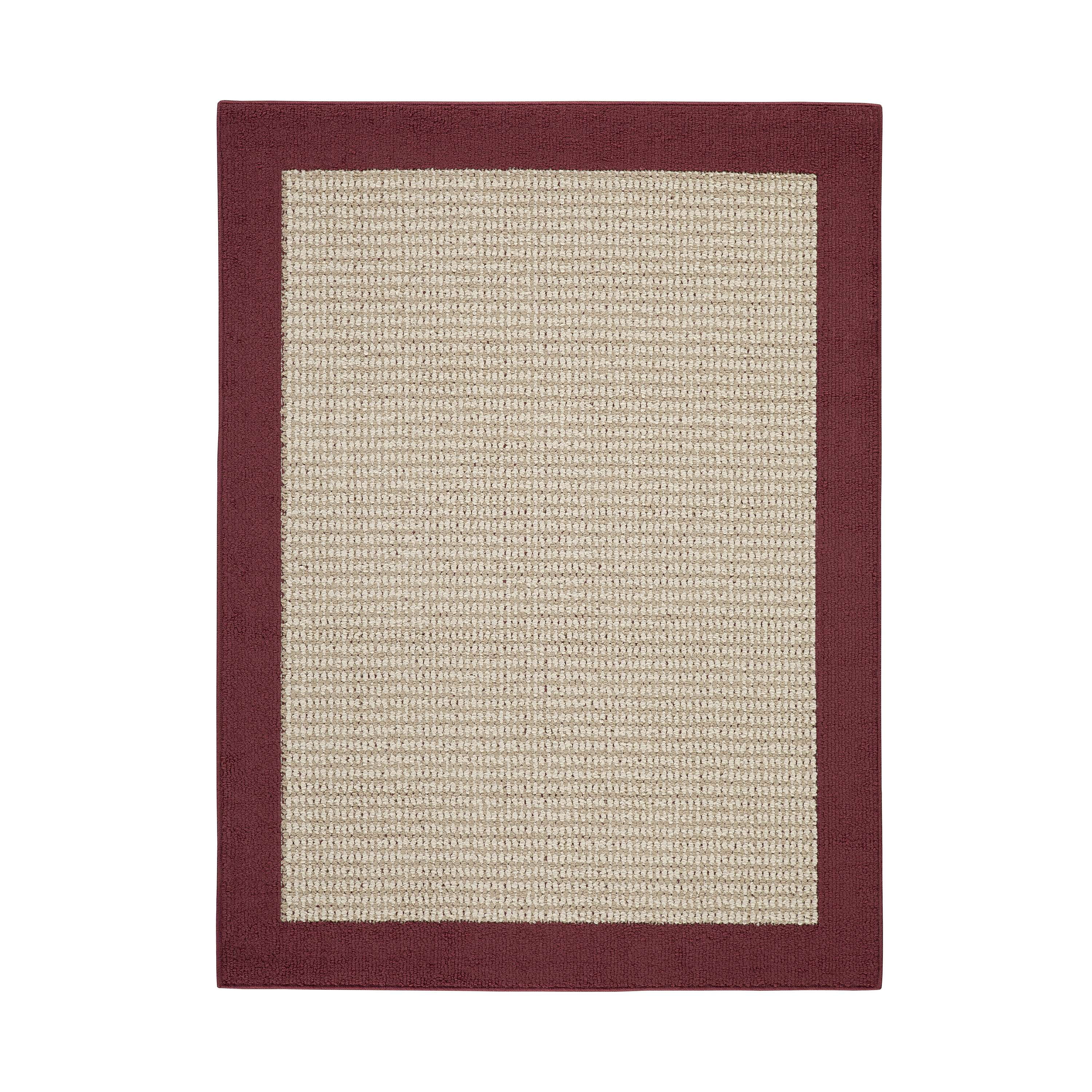 Mainstays Farmhouse Faux Sisal Olefin Red Border Indoor Area Rug, 4' x 5'4"