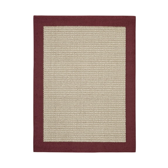 Mainstays Farmhouse Faux Sisal Olefin Red Border Indoor Area Rug, 4' x 5'4"